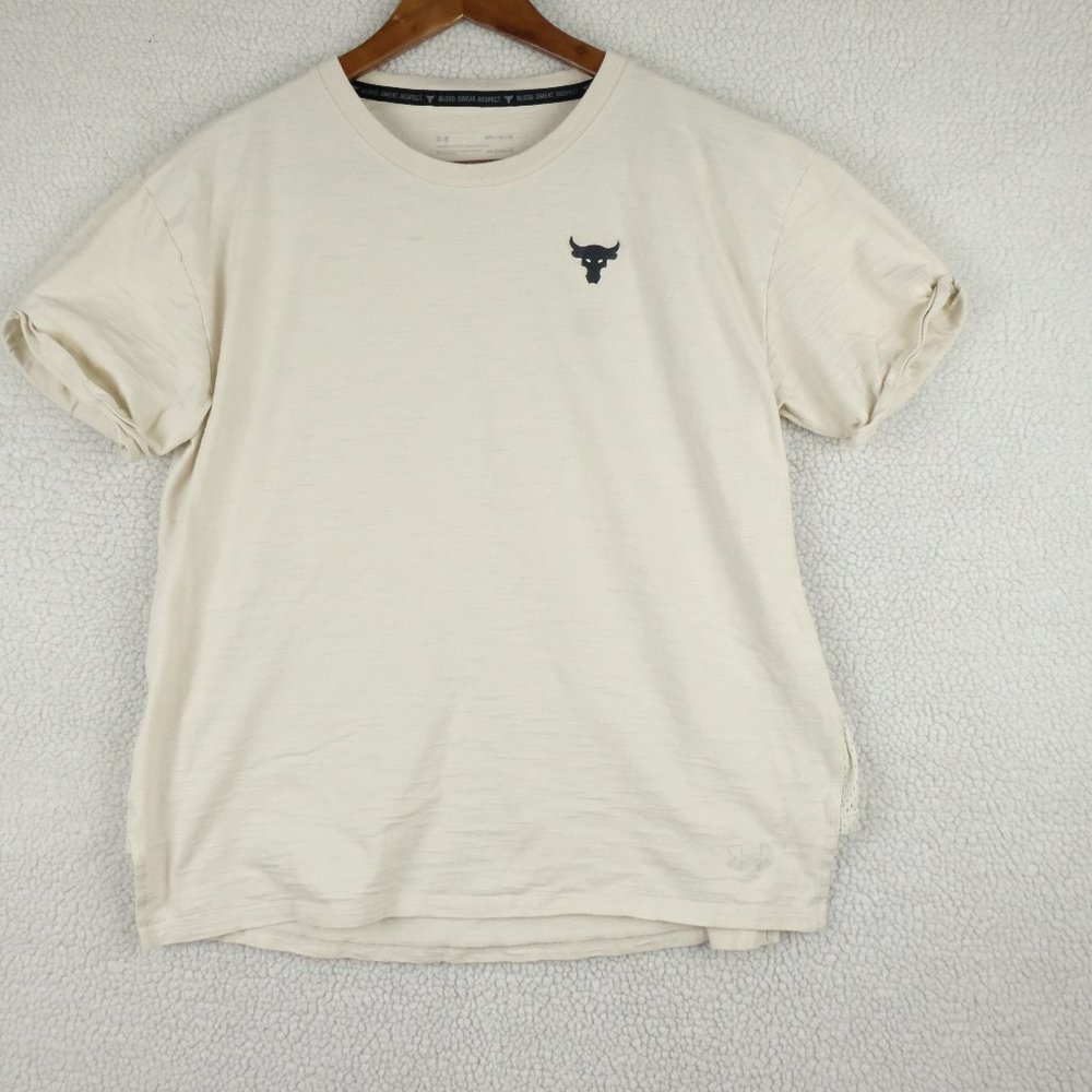 Under Armour T Shirt Womens Medium Loose Project Rock Charged Stretchy Crew